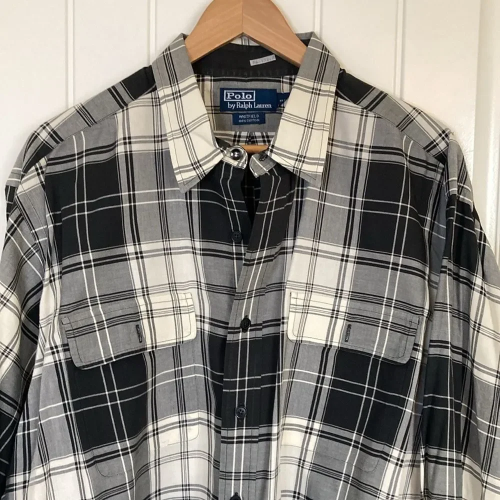 Polo by Ralph‎ Lauren Men's Whitfield Button Up Shirt Size XXL Black White Print
